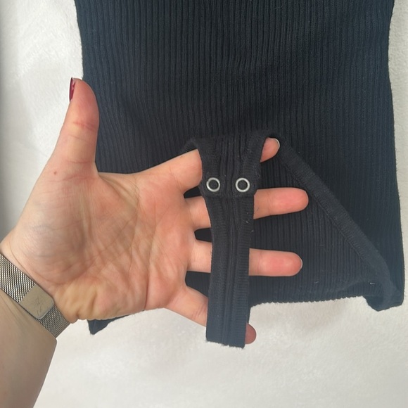 Abercrombie Long sleeve ribbed sweater bodysuit chest cutout size small black - Picture 3 of 8